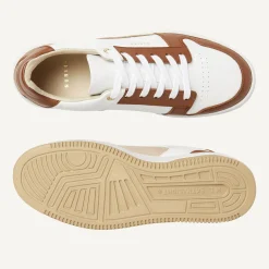 DAMES Nubikk Basket Court Wit Bruine Sneakers Voor Dames