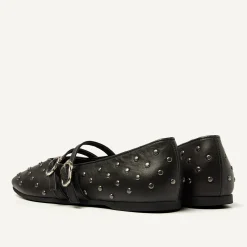 DAMES Nubikk Gisele Grace Studs Zwarte Ballerina's Voor Dames