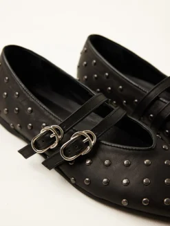 DAMES Nubikk Gisele Grace Studs Zwarte Ballerina's Voor Dames