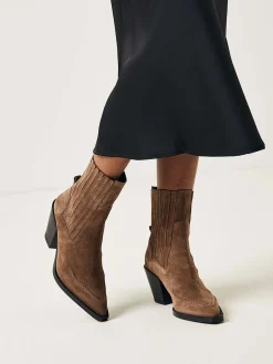 DAMES Nubikk Liv Boa Bruin Suède Enkellaarzen Voor Dames