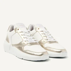 DAMES Nubikk Roque Road Wave Wit Gouden Sneakers Voor Dames