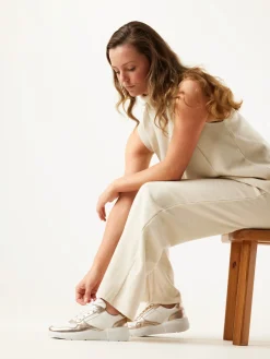 DAMES Nubikk Roque Road Wave Wit Gouden Sneakers Voor Dames