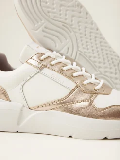 DAMES Nubikk Roque Road Wave Wit Gouden Sneakers Voor Dames
